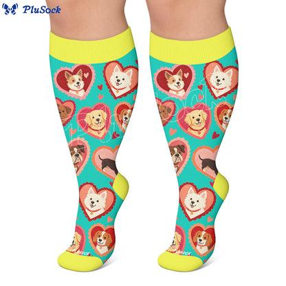 Plus Size Heart Sunglasses Dog Compression Socks - image 6