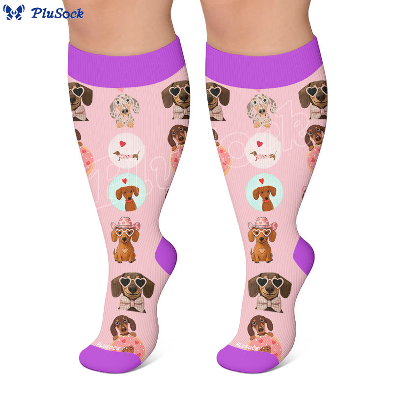 Plus Size Heart Sunglasses Dog Compression Socks - image 7
