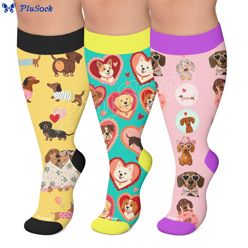 Plus Size Heart Sunglasses Dog Compression Socks - image 0