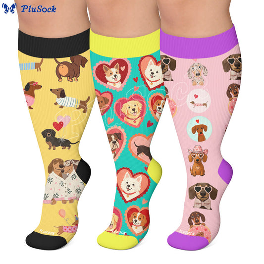 Plus Size Heart Sunglasses Dog Compression Socks - image 0