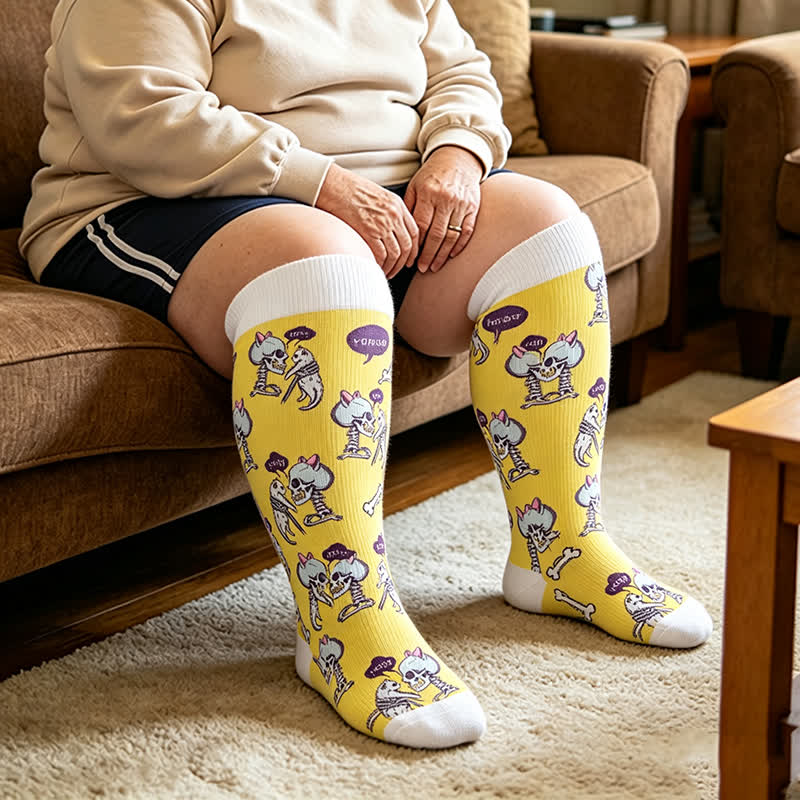 Plus Size Skull Moon Cat Compression Socks - image 3