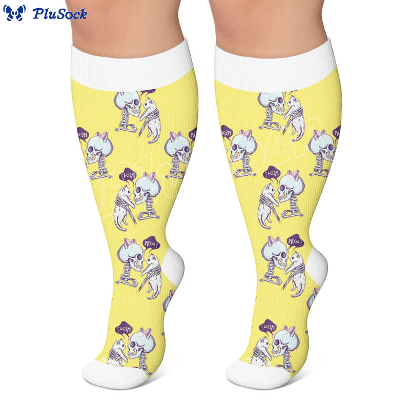 Plus Size Skull Moon Cat Compression Socks - image 7