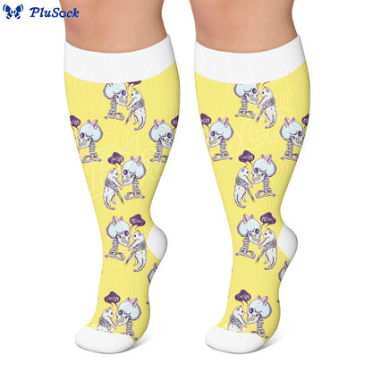 Plus Size Skull Moon Cat Compression Socks - image 7