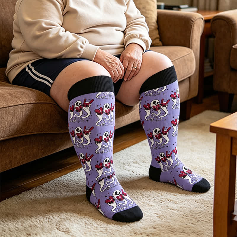 Plus Size Ghostly Skeleton Compression Socks - image 2