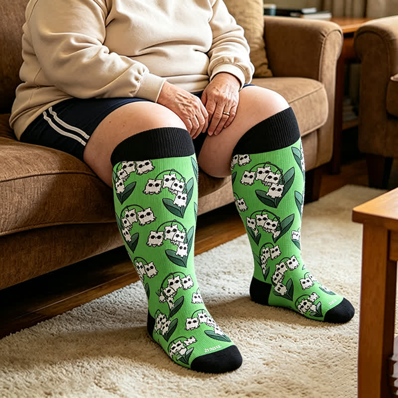 Plus Size Ghostly Skeleton Compression Socks - image 1