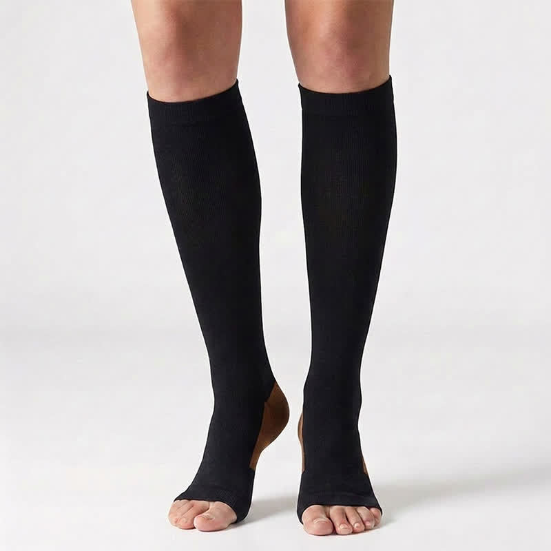 Classic Color Open Toe Compression Socks(5 Pairs) - image 5