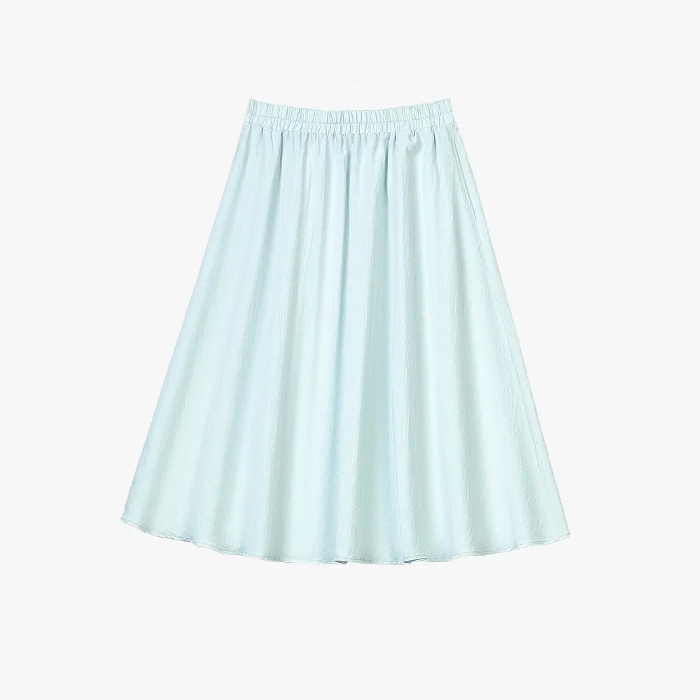 Plus Size Solid Loose Cotton Linen Top Skirt With Pockets Set - Skirt - Blue - 6XL - image 17