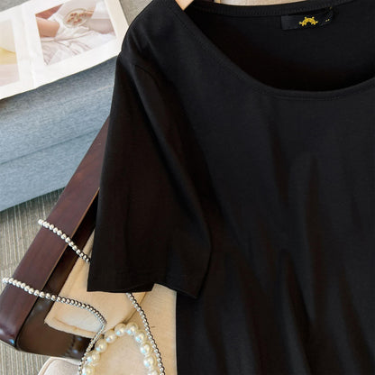 Plus Size Asymmetric Hem Cotton Blouse - image 5