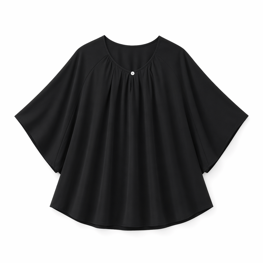 Plus Size Solid Loose Cotton Linen Top and Skirt Set - Blouse - Black - 6XL - image 11