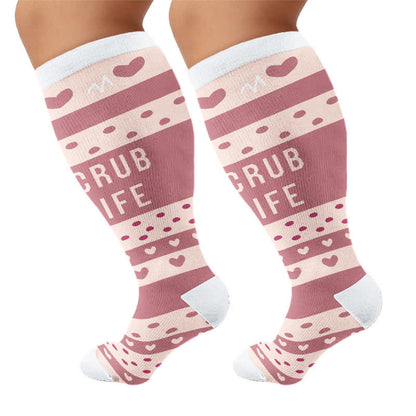 Plus Size Nurse Print Compression Socks(3 Pairs) - Pink - 4XL - image 8