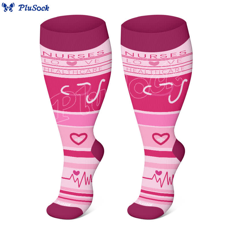 Plus Size Nurse Print Compression Socks(3 Pairs) - image 7