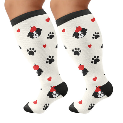 Plus Size Kitty Bloom Compression Socks - Black - 4XL - image 9