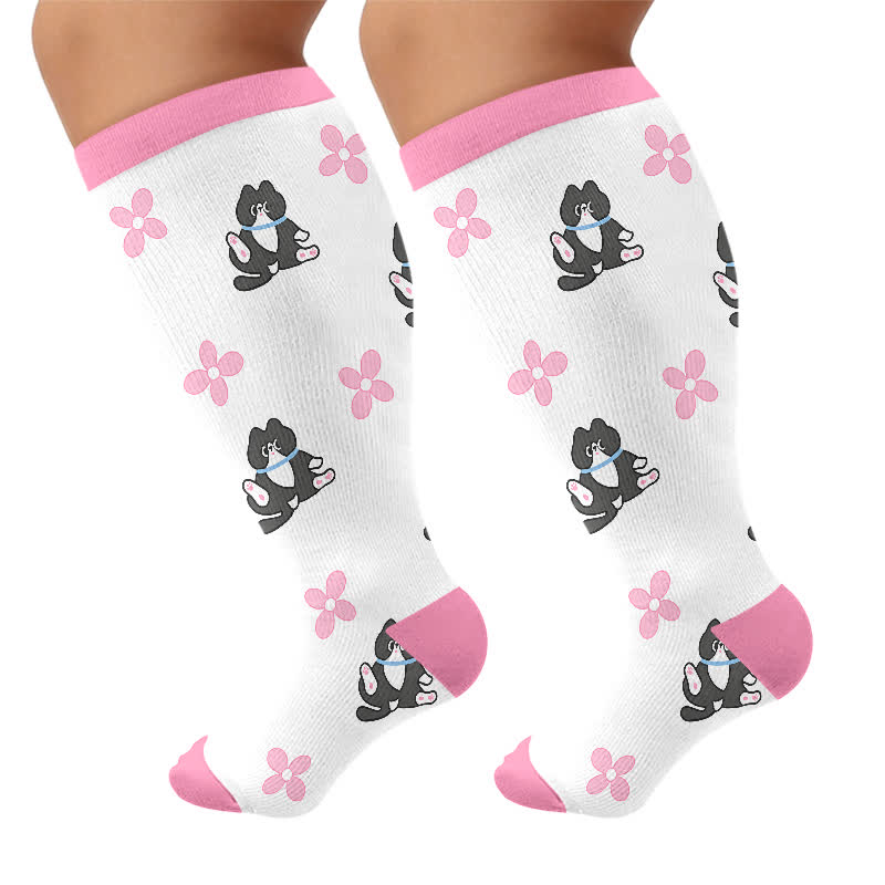 Plus Size Kitty Bloom Compression Socks - Pink - 4XL - image 8