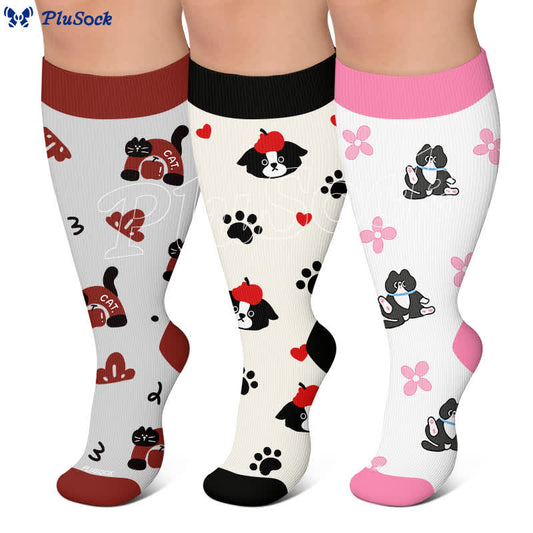 Plus Size Kitty Bloom Compression Socks - image 0