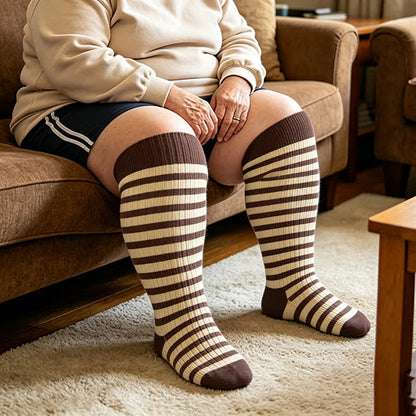 Plus Size Retro Tricolor Stripes Compression Socks - image 2