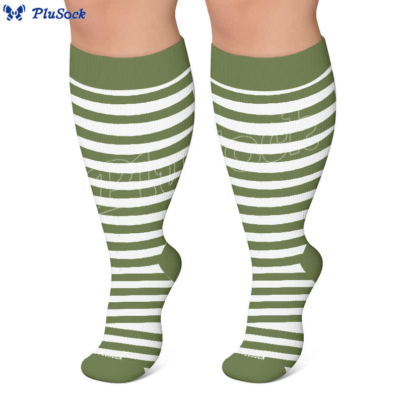 Plus Size Retro Tricolor Stripes Compression Socks - image 6