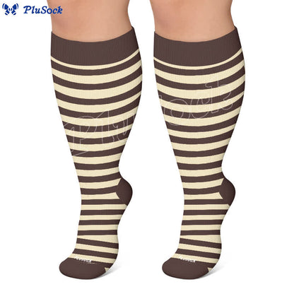 Plus Size Retro Tricolor Stripes Compression Socks - image 5