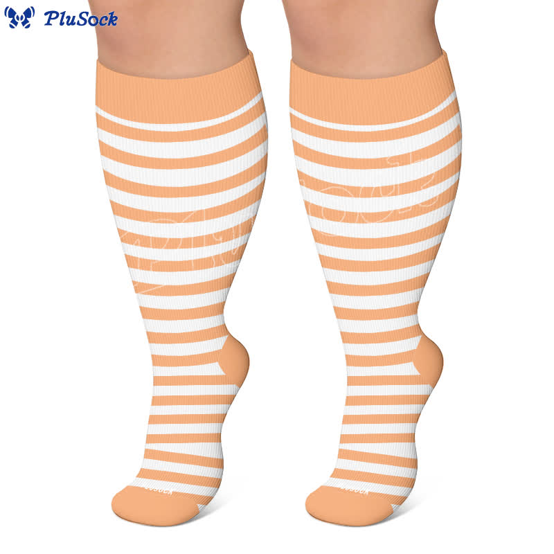 Plus Size Retro Tricolor Stripes Compression Socks - image 4