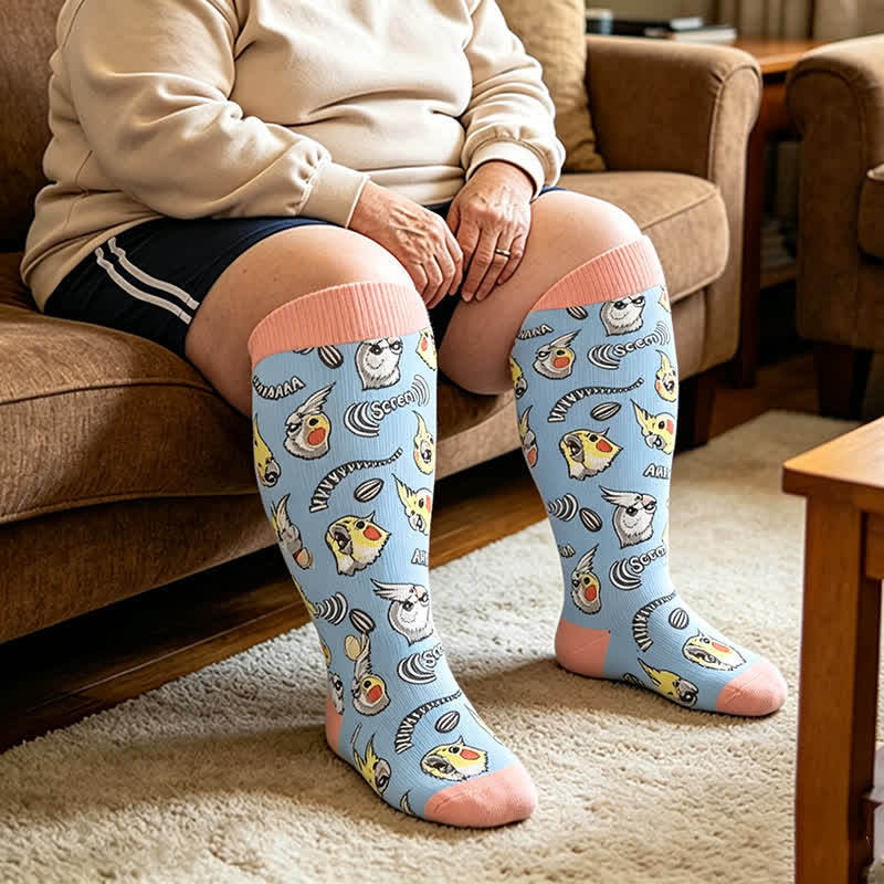 Plus Size Cat Parrot Compression Socks - image 2