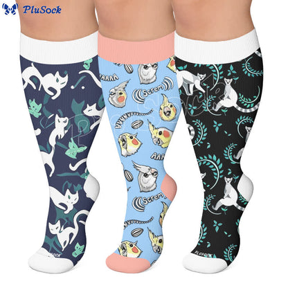 Plus Size Cat Parrot Compression Socks - image 0