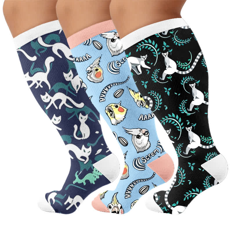 Plus Size Cat Parrot Compression Socks - image 7
