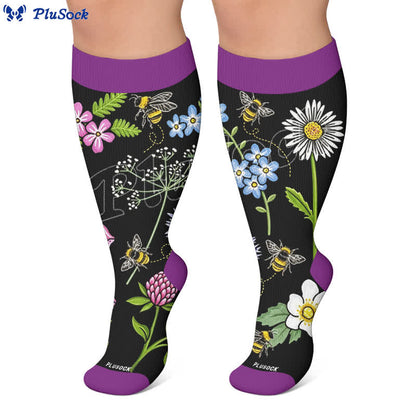 Plus Size Floral Bee Compression Socks - image 5