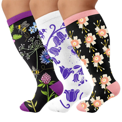 Plus Size Floral Bee Compression Socks - image 4