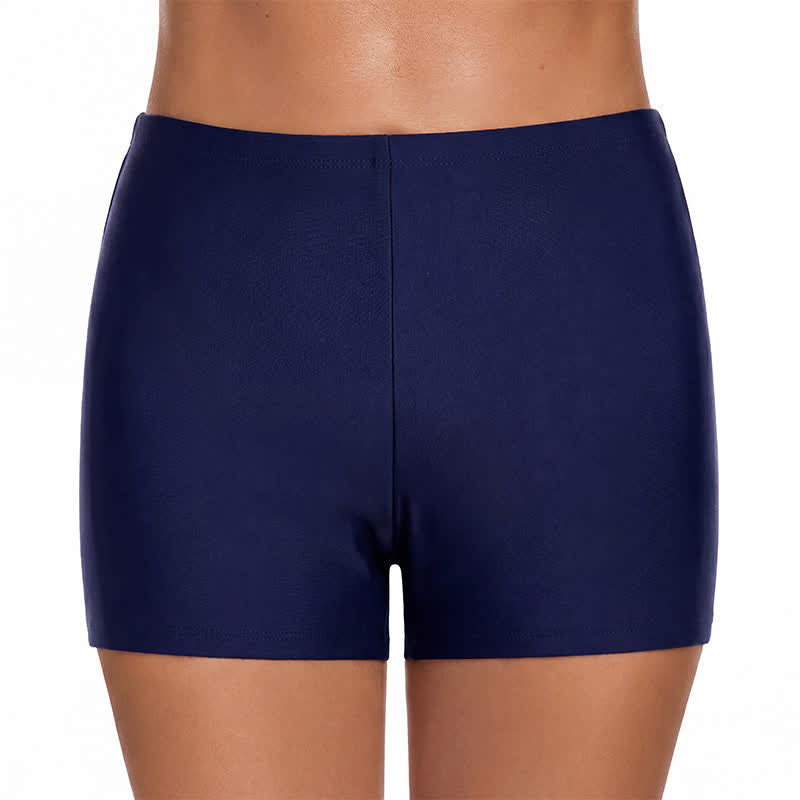 High Waisted Sleek Fit Boyshort Swim Shorts - Navy Blue-A - 4XL - image 0