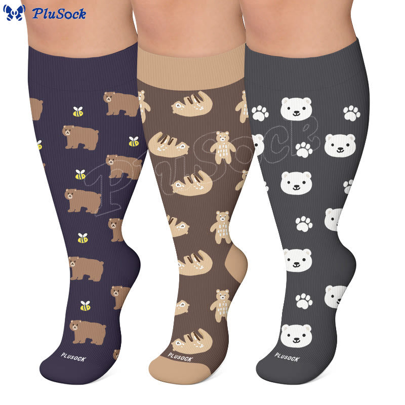 Plus Size Cute Bear Compression Socks - image 0