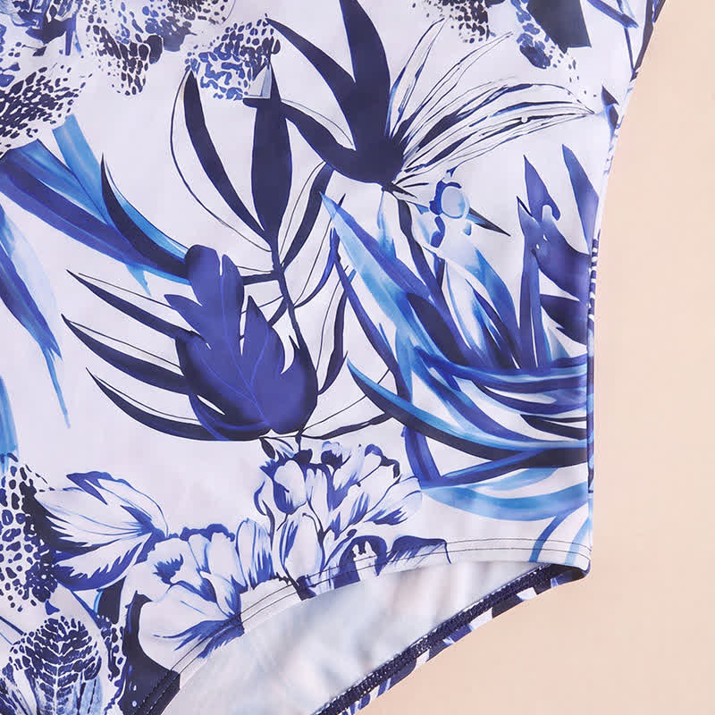 Vacation Wide Strap Tropical Floral One-Piece Swimsuit - image 5
