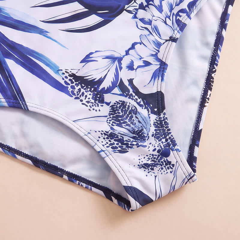 Vacation Wide Strap Tropical Floral One-Piece Swimsuit - image 4