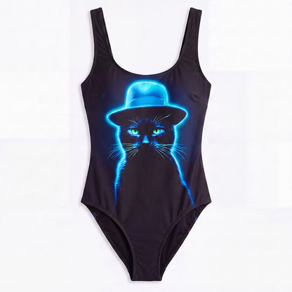 Tropical Leopard Flower Cat Print One-Piece Swimsuit - image 19