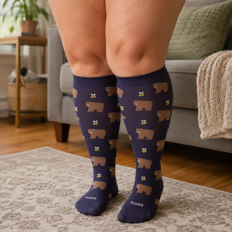 Plus Size Cute Bear Compression Socks - image 1