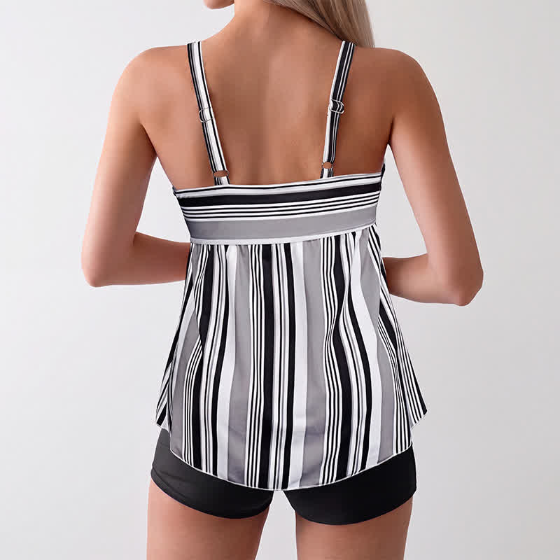 Tropical Floral Stripe Tankini Set - image 6