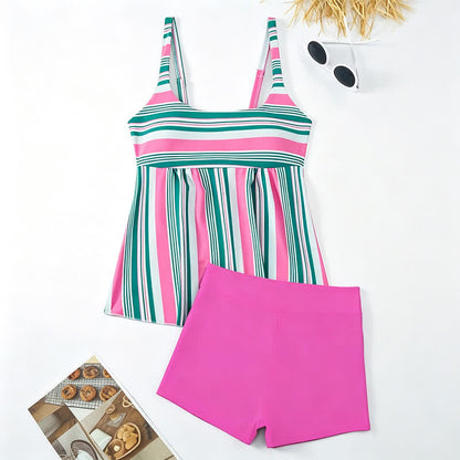 Tropical Floral Stripe Tankini Set - image 16