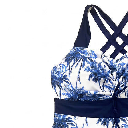 Tropical Palm Halter Swim Dress - image 3