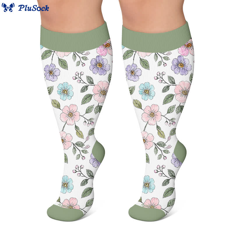 Plus Size Floral Garden Compression Socks - image 7