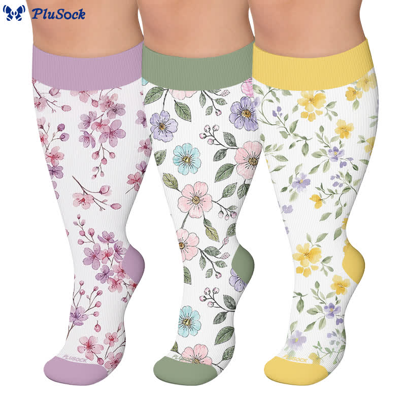 Plus Size Floral Garden Compression Socks - image 0