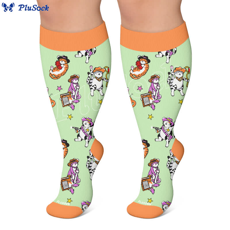 Plus Size Duck Cat Pattern Compression Socks - image 7
