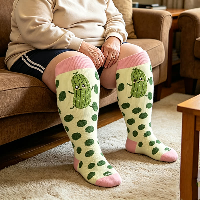 Plus Size Pickle Party Compression Socks - image 1