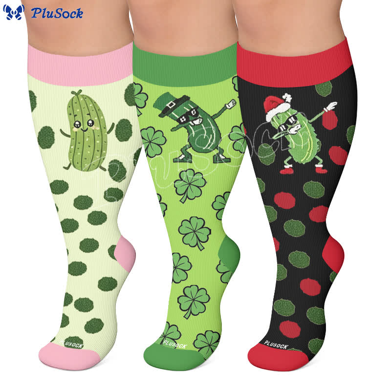 Plus Size Pickle Party Compression Socks - image 0
