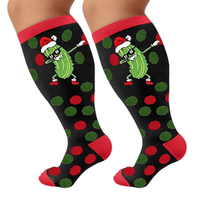 Plus Size Pickle Party Compression Socks - Red(1 Pair) - 4XL - image 10