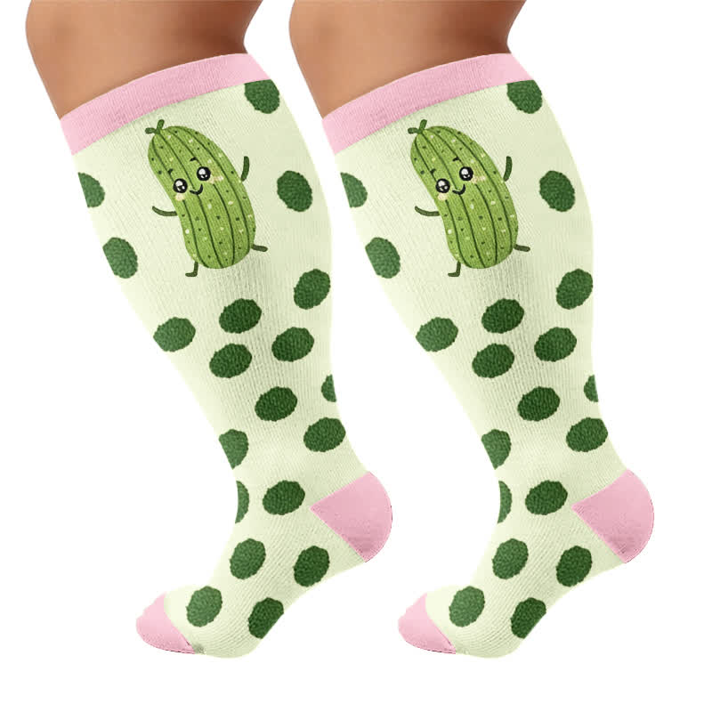 Plus Size Pickle Party Compression Socks - Pink(1 Pair) - 4XL - image 8