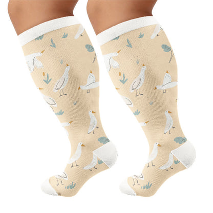 Plus Size Swan Cat Compression Socks - Nude - 4XL - image 8
