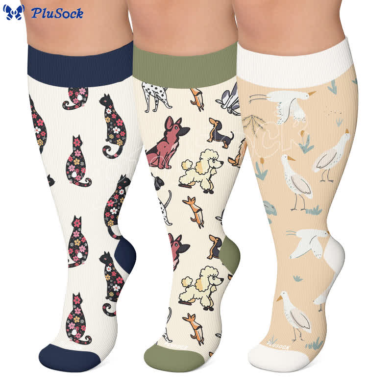 Plus Size Swan Cat Compression Socks - image 0