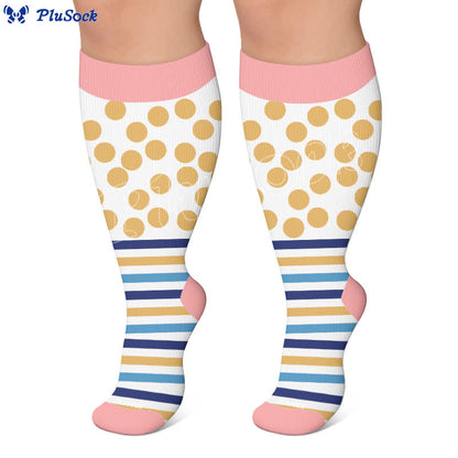 Plus Size Color Block Stripes Compression Socks - image 5
