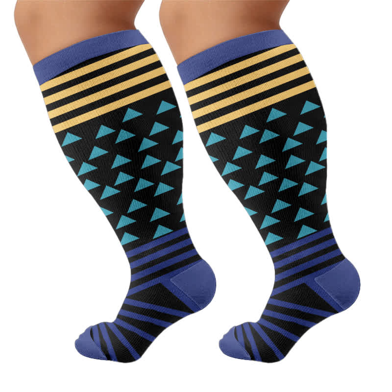Plus Size Color Block Stripes Compression Socks - image 8