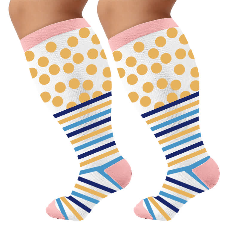 Plus Size Color Block Stripes Compression Socks - image 9
