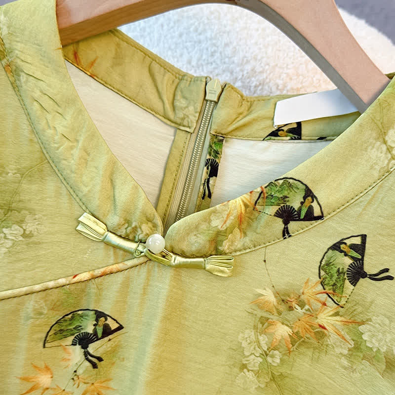 Plus-Size Floral Mandarin Collar Tunic Blouse - image 1