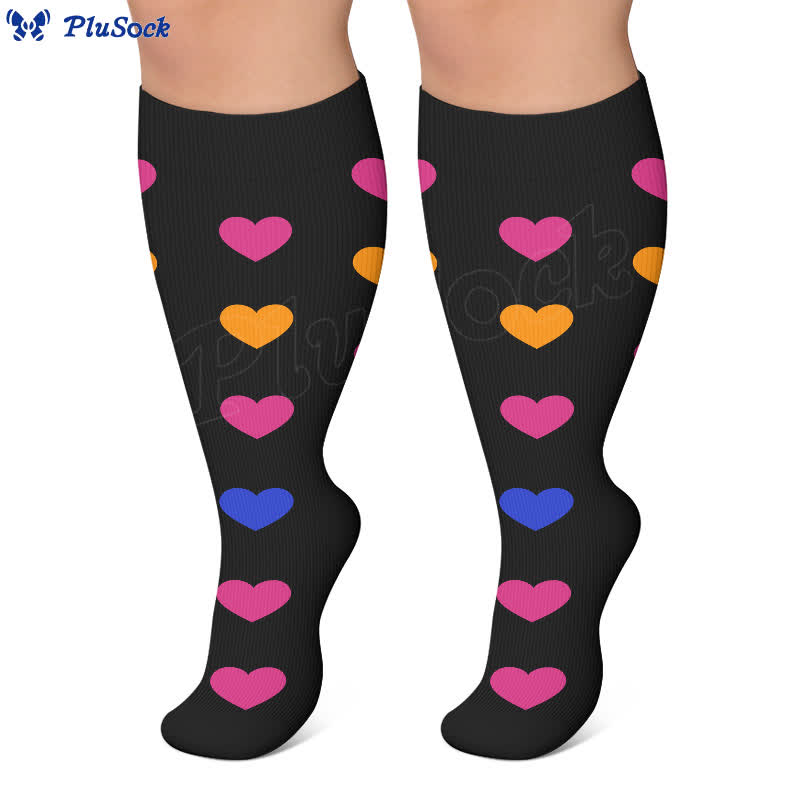Plus Size Heart Pop Dot Compression Socks(3 Pairs) - image 5